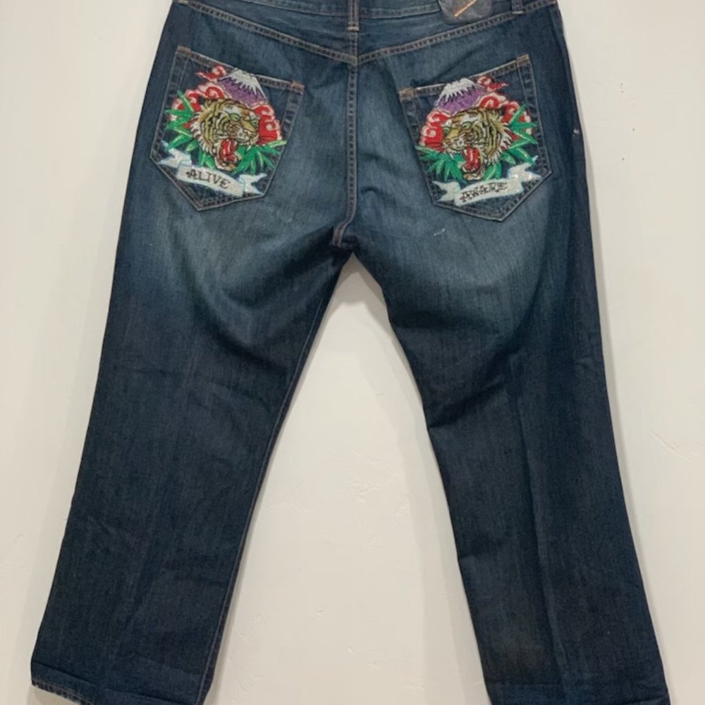 Ed Hardy || Alive & Aware Rhinestone Jeans